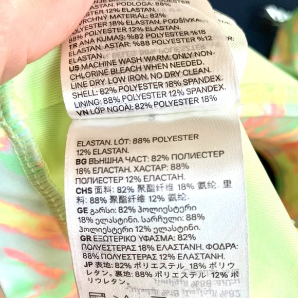 H & M Neon Green Yellow Burst Square Neckline Print Bikini Top Bathing Swim S - Picture 10 of 11